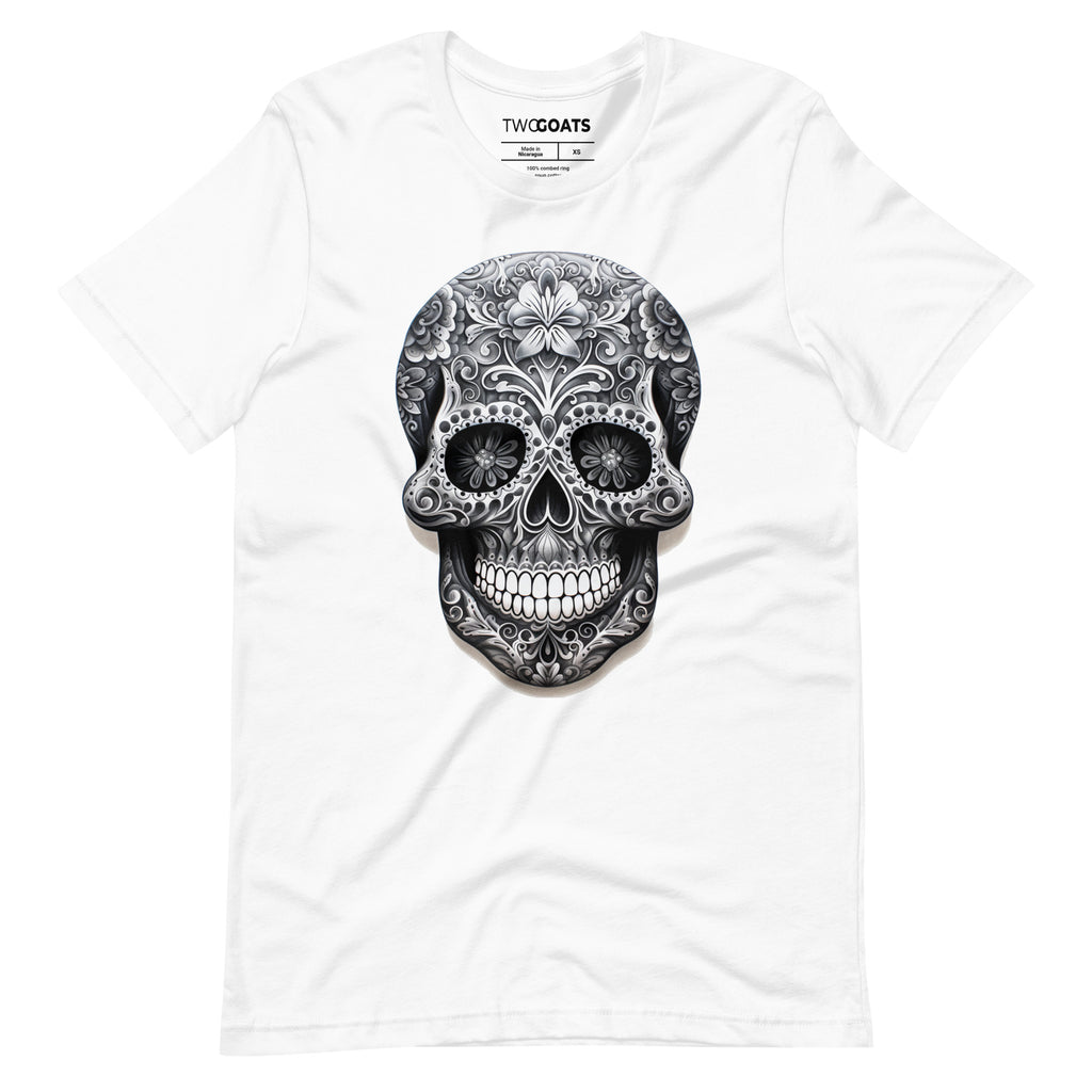 Black & White Day of The Dead Skull - T-Shirt