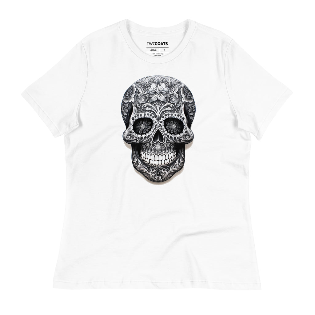 Women's Black & White Day of The Dead Skull - T-Shirt