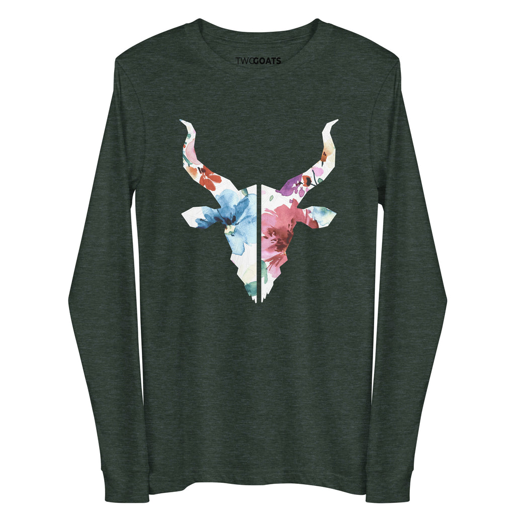 Floral Goat Logo - Long Sleeve T-Shirt